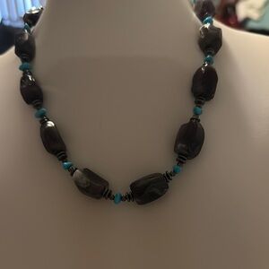 Elegant Black and Turquoise Beaded Necklace